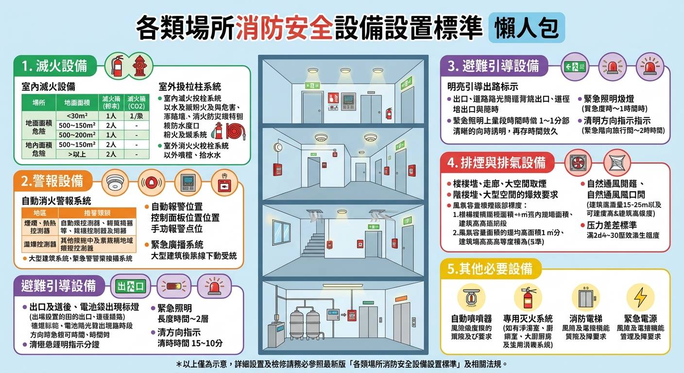 各類場所消防安全設備設置標準：從場所分類到設備規劃的完整導讀